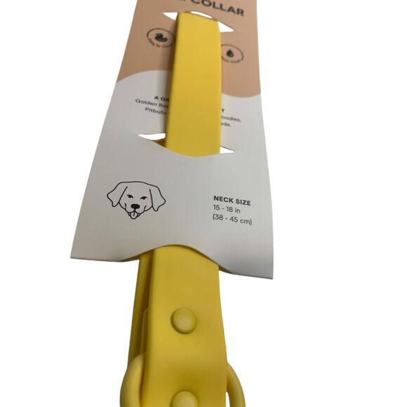 Large Wild One Dog Collar All Weather Durable Flex-Poly Yellow 15-18" Neck - Picture 4 of 8